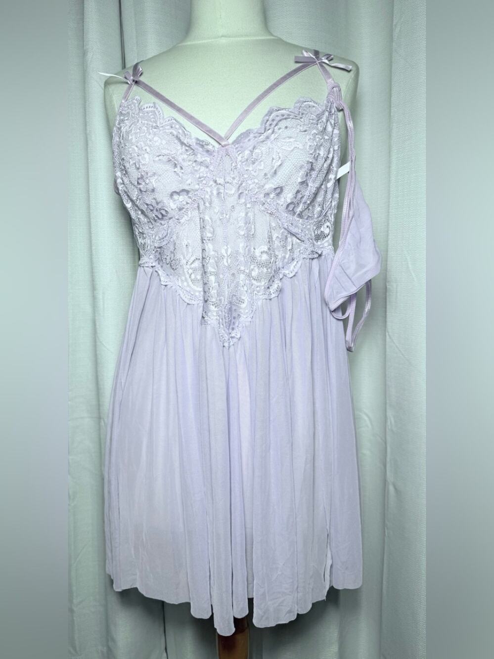 Lace-Trim Chemise Slip in Light Lavender